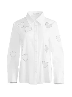 Women Alice and Olivia Finely Heart Embellished Button Down