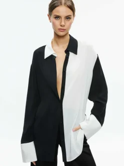 Women Alice and Olivia Finely Oversized Button Down Shirt