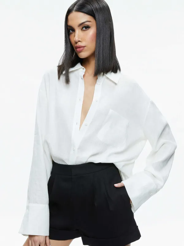 Women Alice and Olivia Finely Oversized Button Down Shirt