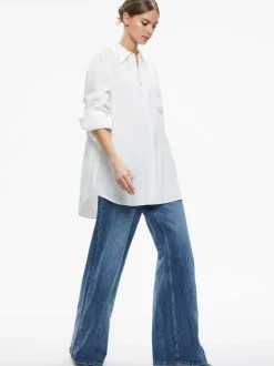 Women Alice and Olivia Finely Oversized Linen Button Down Shirt