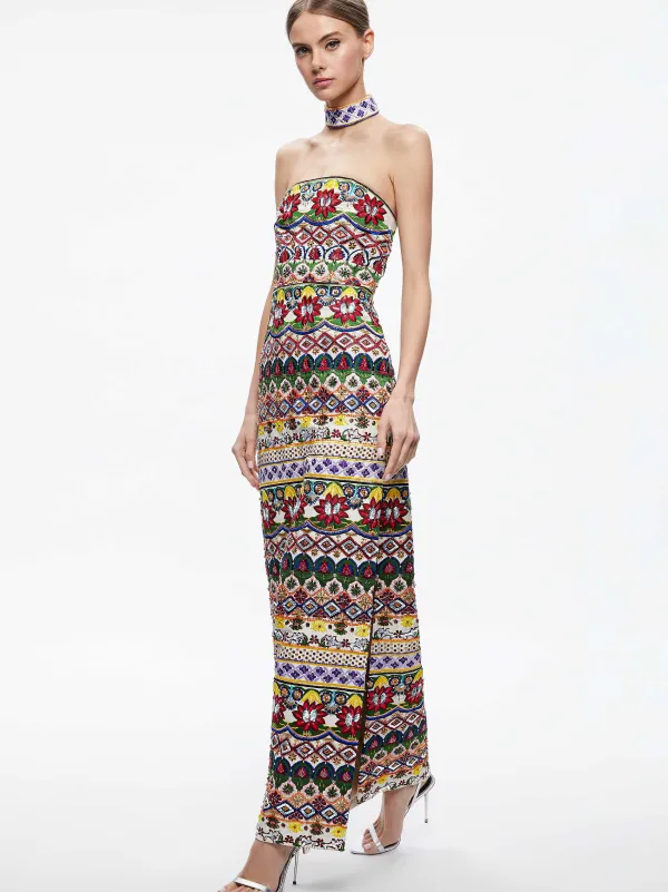 Women Alice and Olivia Georgie Choker Strapless Gown
