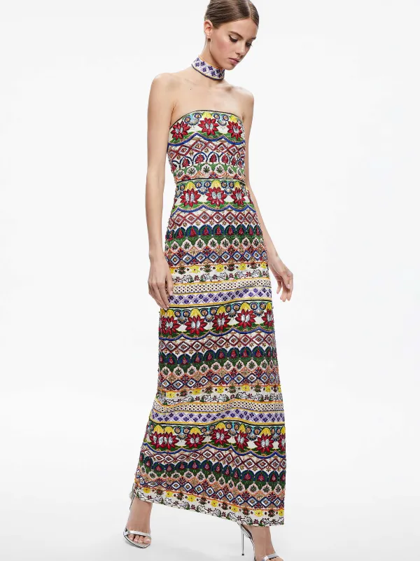 Women Alice and Olivia Georgie Choker Strapless Gown