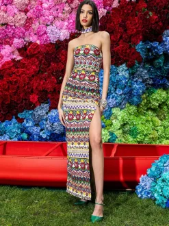 Women Alice and Olivia Georgie Choker Strapless Gown