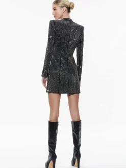 Women Alice and Olivia Guenda Embellished Curved Neckline Blazer Dress