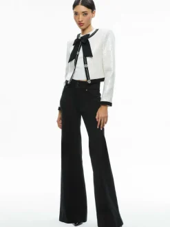 Women Alice and Olivia Gwyneth Embellished Cropped Bow Jacket