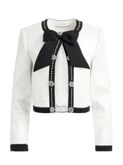 Women Alice and Olivia Gwyneth Embellished Cropped Bow Jacket