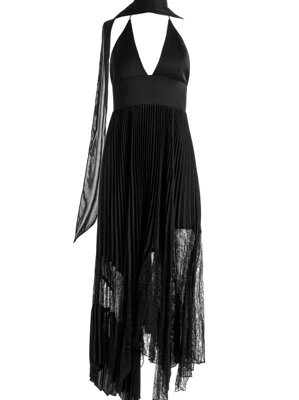 Women Alice and Olivia Hannah Deep V-Neck Scarf Maxi Dress