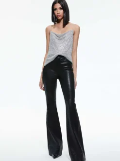 Women Alice and Olivia Harmon Crystal Chainmail Slip Tank
