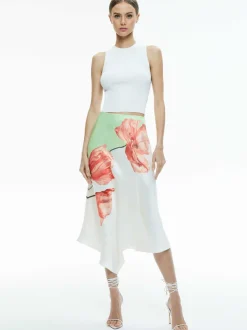 Women Alice and Olivia Harmony Drapey Slit Asymmetric Skirt