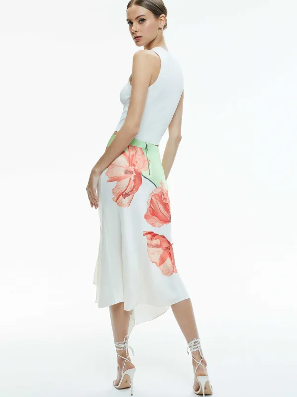 Women Alice and Olivia Harmony Drapey Slit Asymmetric Skirt