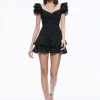 Women Alice and Olivia Hartford Smocked Bustier Romper