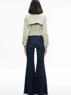 Women Alice and Olivia Hayley Cropped Trench Coat With Belt