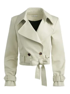 Women Alice and Olivia Hayley Cropped Trench Coat With Belt
