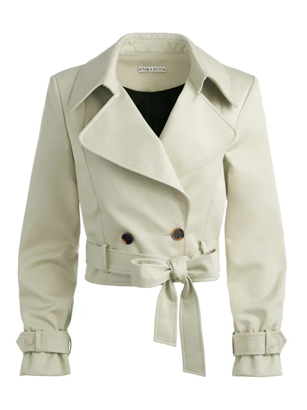 Women Alice and Olivia Hayley Cropped Trench Coat With Belt