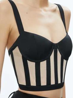Women Alice and Olivia Helene Striped Bustier Top