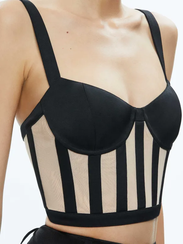 Women Alice and Olivia Helene Striped Bustier Top