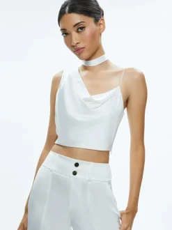 Women Alice and Olivia Jena Asymmetric Draped Scarf Top