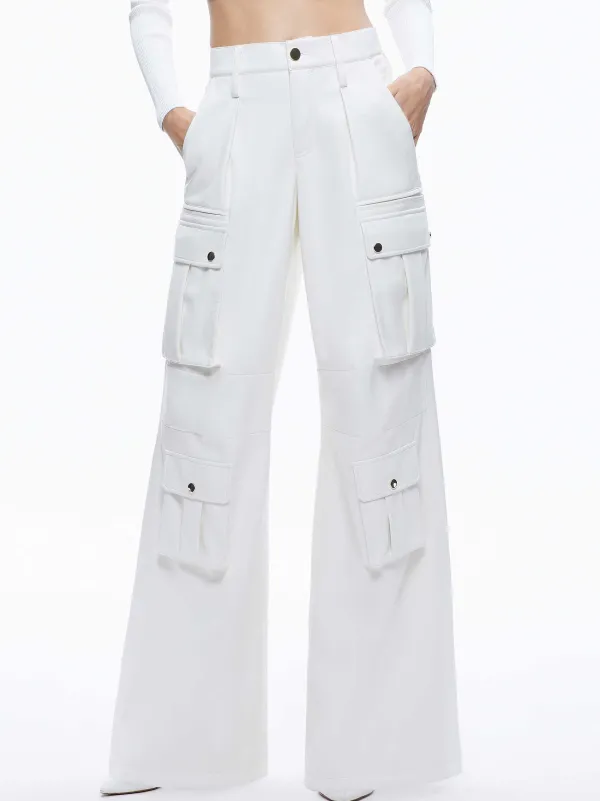 Women Alice and Olivia Joette Vegan Leather Cargo Pant
