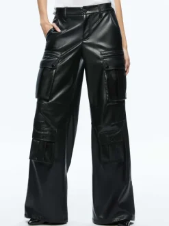 Women Alice and Olivia Joette Vegan Leather Cargo Pant
