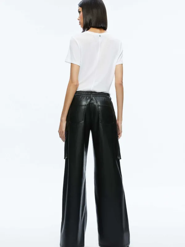 Women Alice and Olivia Joette Vegan Leather Cargo Pant