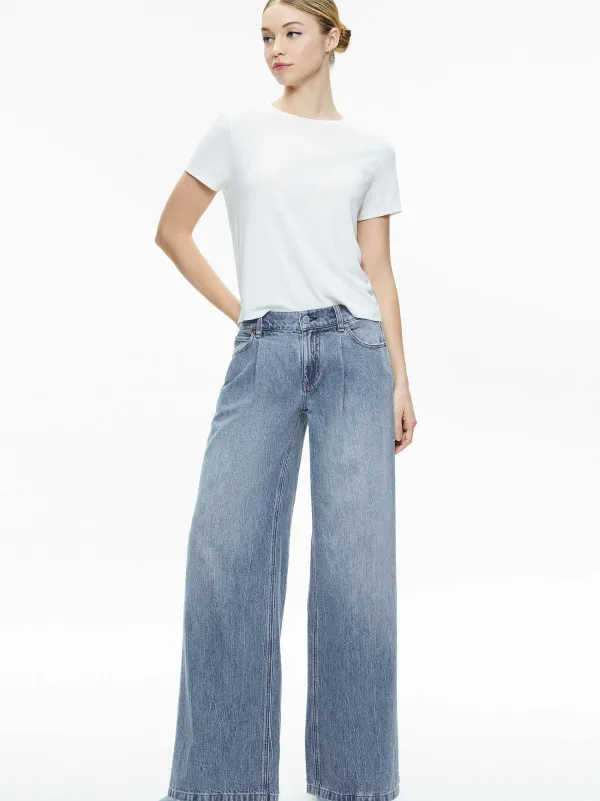 Women Alice and Olivia Jojo Low Rise Full Length 5 Pocket Jean