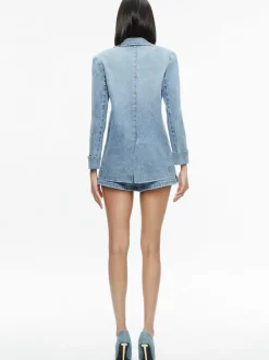Women Alice and Olivia Justine Rolled Cuff Blazer + Noah Denim Pleated Skort
