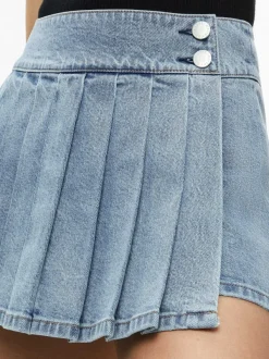 Women Alice and Olivia Justine Rolled Cuff Blazer + Noah Denim Pleated Skort