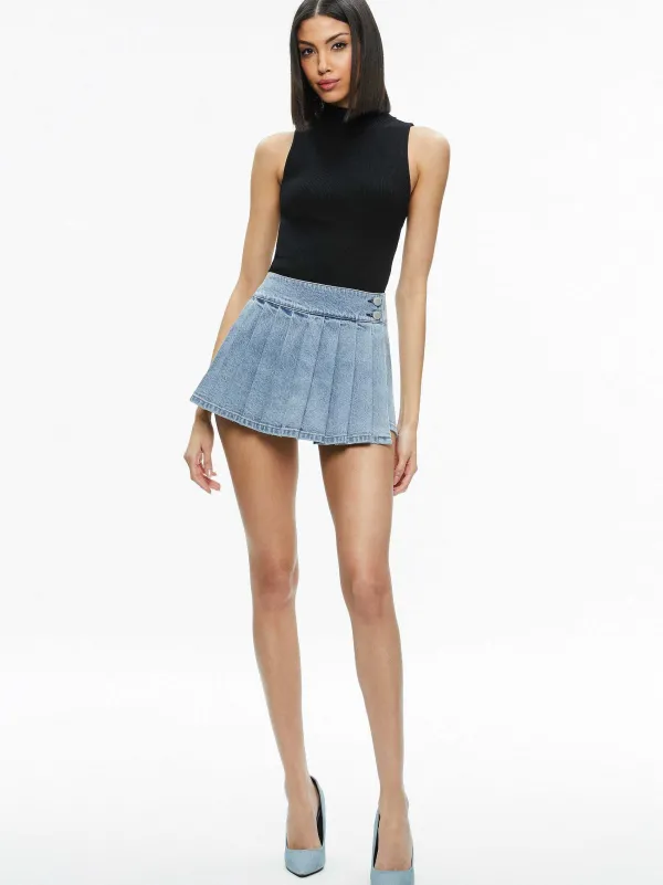 Women Alice and Olivia Justine Rolled Cuff Blazer + Noah Denim Pleated Skort