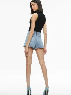 Women Alice and Olivia Justine Rolled Cuff Blazer + Noah Denim Pleated Skort