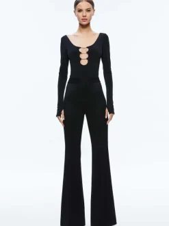 Women Alice and Olivia Kalena Scoop Neck Cutout Bodysuit