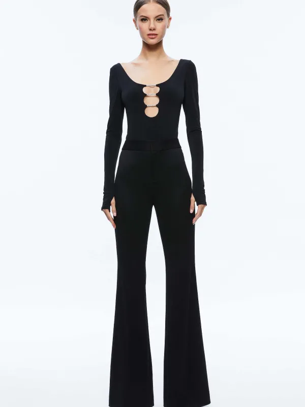 Women Alice and Olivia Kalena Scoop Neck Cutout Bodysuit