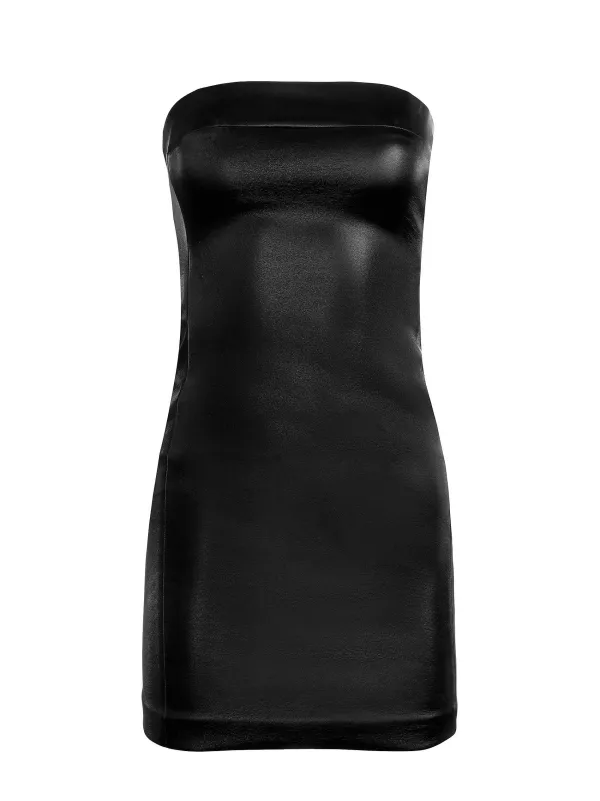 Women Alice and Olivia Kelly Strapless Vegan Leather Mini Dress