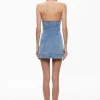 Women Alice and Olivia Kendall Denim Halter Mini Dres