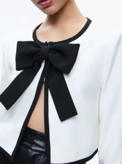 Women Alice and Olivia Kidman Bow Front Cropped Jacket