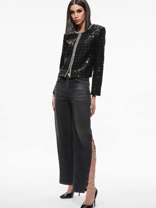 Women Alice and Olivia Kidman Sequin Tweed Jacket + Rubi Sequin Tweed Mini Skirt