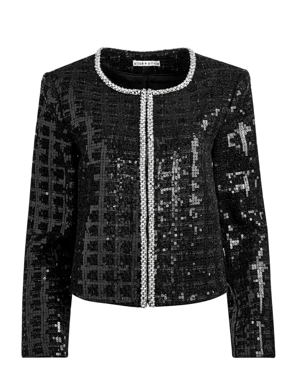 Women Alice and Olivia Kidman Sequin Tweed Jacket + Rubi Sequin Tweed Mini Skirt