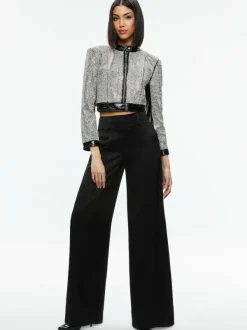 Women Alice and Olivia Lari Crystal Embellished Leather Jacket