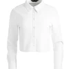 Women Alice and Olivia Leon Cropped Vegan Leather Button Down