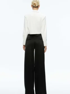 Women Alice and Olivia Leon Cropped Vegan Leather Button Down