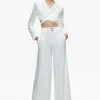 Women Alice and Olivia Leone Cropped Wrap Blazer + Mame High Rise Wide Leg Pant