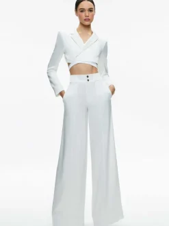 Women Alice and Olivia Leone Cropped Wrap Blazer + Mame High Rise Wide Leg Pant