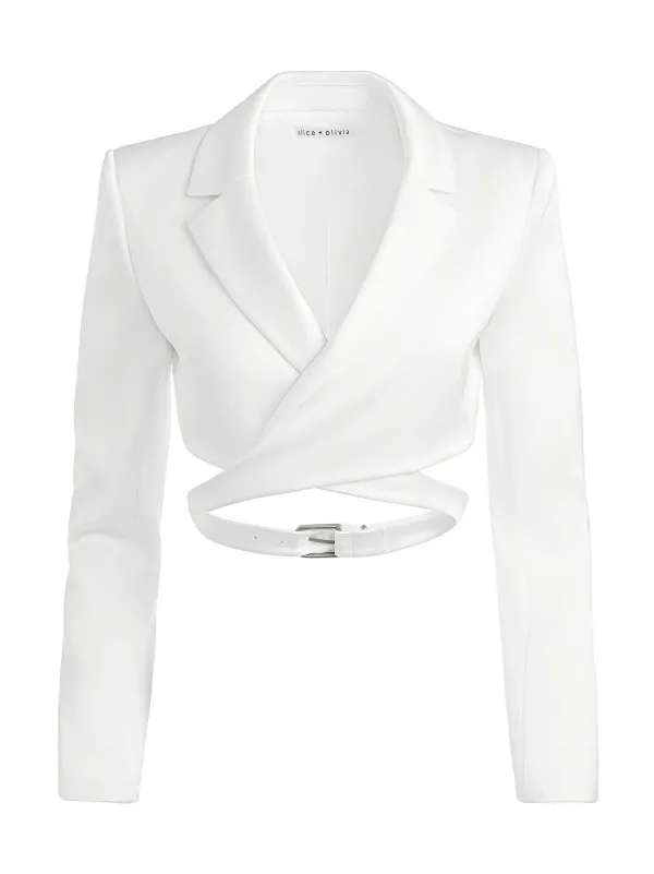 Women Alice and Olivia Leone Cropped Wrap Blazer + Mame High Rise Wide Leg Pant