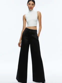 Women Alice and Olivia Leone Cropped Wrap Blazer + Mame High Rise Wide Leg Pant