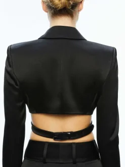 Women Alice and Olivia Leone Cropped Wrap Blazer