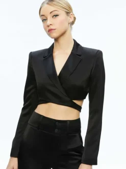 Women Alice and Olivia Leone Cropped Wrap Blazer
