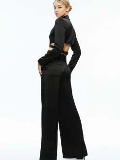 Women Alice and Olivia Leone Cropped Wrap Blazer + Mame High Rise Wide Leg Pant