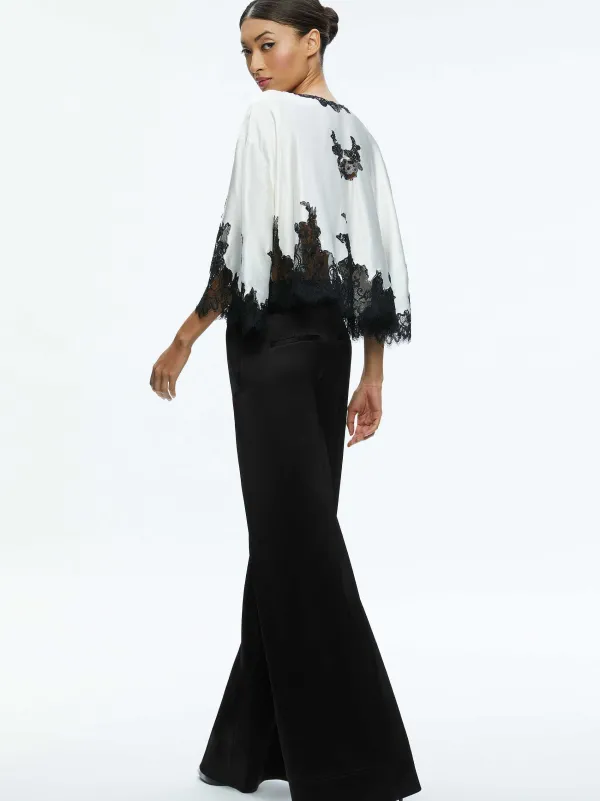 Women Alice and Olivia Loree Lace Tie Front Cropped Jacket