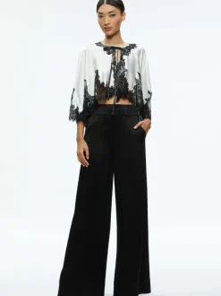 Women Alice and Olivia Loree Lace Tie Front Cropped Jacket