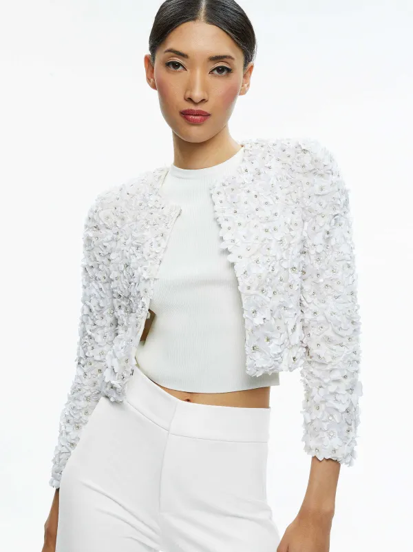 Women Alice and Olivia Lorna Embellished Cropped Jacket