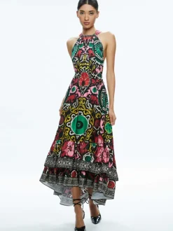 Women Alice and Olivia Loyce Twist Back Ruffle Maxi Dress